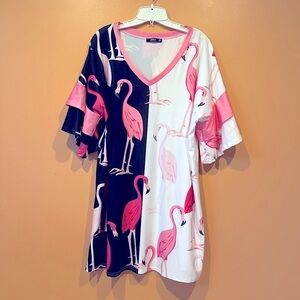 Flamingo Plus Size 1X Long V Neck Tiered Sleeve Women’s Tunic Top